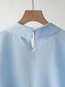 GlowEve 2026春夏新款女士轻薄度假浅蓝色长袖经典基础款系带衬衫 - 淺藍色 - 查看 6