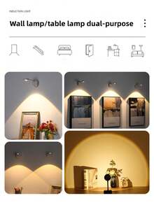 1pc Rechargeable, Wire-Free Indoor Wall Light, Spotlight, Table Lamp, Smart Led Motion Sensor Light, Picture Light - White - View 3
