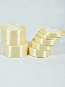 1 Roll 22meters, Beige Packaging Ribbon Bow, Color Ribbon, Polyester Satin Ribbon, Gift Box Silk Ribbon, Jacquard Woven Ribbon - Beige - View 2