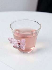 1个粉色大号3D蝴蝶装饰玻璃茶杯，ins风蝴蝶玻璃杯，精致下午茶蝴蝶玻璃杯，适用于茶室、客厅、餐厅 - 無色 - 查看 4