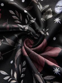 ROMWE Fairycore Chân váy chữ A phong cách Gothic tối màu dành cho nữ với họa tiết dơi, đầu lâu, mặt trăng và bí ngô. - Nhiều màu - Xem 4