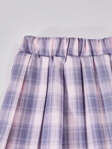 SHEIN ChillGRL Streecool Teen Girls Woven Plaid Pleated A-Line Skirt, Suitable For Casual Daily Wear