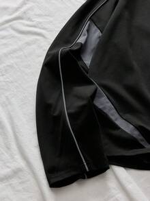 AXEPEAK 男士休闲印花圆领长袖T恤 - 黑色 - 查看 7