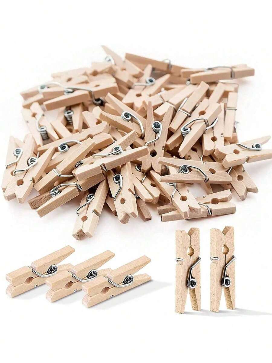 50/100 piezas de pinzas de fotos de madera, pinzas de memo de madera de colores, decoración de pared DIY para dormitorio, hogar, boda, fiesta de cumpleaños, 2,5 cm