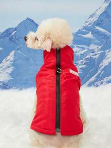 PETSIN 红色防水加厚保暖宠物背心外套，带牵引绳连接件 - 彩色 - 查看 5