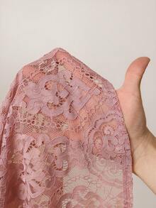 SHEIN 优雅蕾丝纯色孕妇派对礼服 - 粉色 - 查看 7