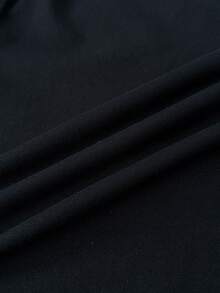 SHEIN 少女休闲皇家黑针织标语露肩印花短袖修身短上衣，春夏款，清爽百搭，日常必备，运动时尚夏季上衣，返校季，校服~ - 黑色 - 查看 7