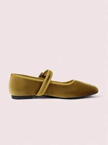 Zapatos Mary Jane Planos Azul Marino de Gamuza, Zapato Punta Redonda con Tira y Broche Decorativo para Oficina, Citas y Salidas Casual Moda Mujer - Verde - Ver 9