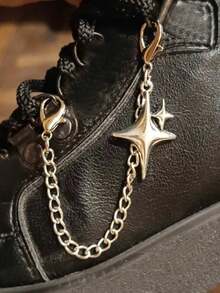 ROMWE Goth 1 件复古哥特式星星鞋链个性化鞋靴装饰鞋扣鞋靴装饰 - A-銀色 - 查看 2