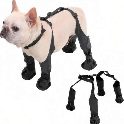 1 đôi quần legging chống thấm nước, chống trượt có quai đeo để bảo vệ bàn chân cho chó, màu đen, kiểu dáng ủng đi tuyết, giày đi bộ mùa đông ngoài trời, giày thời trang cho chó cưng, phụ kiện cho mùa lễ hội và những chuyến phiêu lưu.