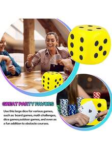 Large 3.8-8cm Foam Dice, Perfect For Party Games, Birthdays, Halloween, And Christmas (Yellow). - Yellow - View 5