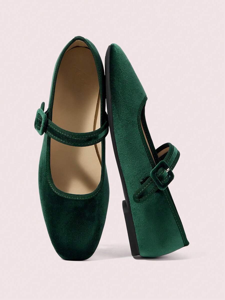 CUCCOO DOLLMOD Women's Red Cute Flat Shoes, Minimalist Fashion Casual For Daily Wear - Dark Green - View 1