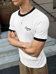 SWAVVY Men's  Casual Short Sleeve  T-Shirt,  Streetwear ,Summer, Fashionable Daily Wear, - White - View 5