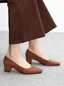 CUCCOO BIZCHIC Pantofi cu toc înalt și vârf pătrat pentru femei, eleganți, potriviți pentru naveta zilnică - Moca Brown - Vizualizare 5