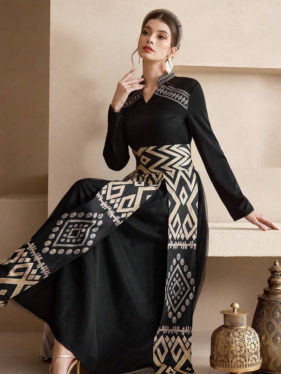 Al Najma Printed Women's Turkish Kaftan, Arabian Dress