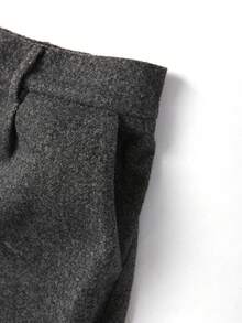 Franclia Culottes plissées en mélange tricoté grande taille pour femmes, design enveloppant, inspiré, poches, porter casual au quotidien, coupe ample, automne/hiver - Gris foncé - Voir 6