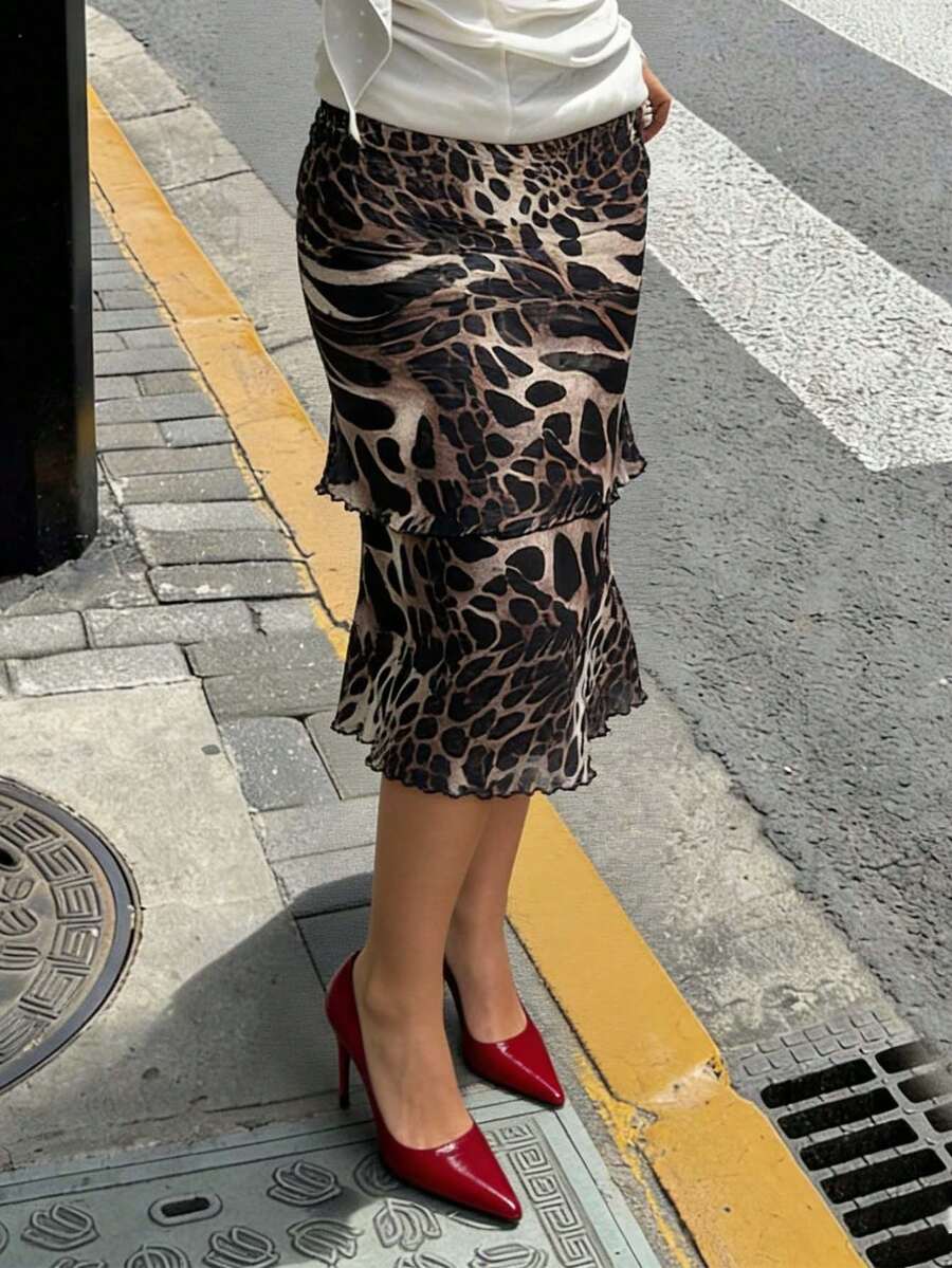 Siren Gaze 女士时尚性感豹纹低腰裙 - 彩色 - 查看 1