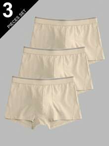 Velminro 3pcs Striped Print Elastic Waist Men's Boxer Briefs - Apricot - View 1