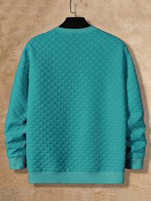 HIMLAND 男士字母图案针织圆领套头卫衣，秋冬季 - 藍色 - 查看 2