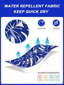 Horizaway 男士热带植物印花抽绳腰带口袋沙滩短裤 - 藍色 - 查看 3