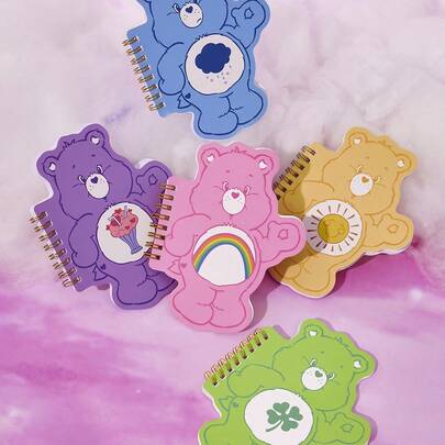 SHEIN X Care Bears 1 cuốn sổ tay xoắn ốc hình chú gấu hoạt hình dễ thương, 80 trang, 40 tờ, có trang trống bên trong, thích hợp cho việc học tập, viết lách, vẽ, phù hợp cho học sinh và phụ nữ
