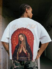 PAVTROS 男士时尚个性化字母印花圆领短袖休闲T恤 - 白色 - 查看 1