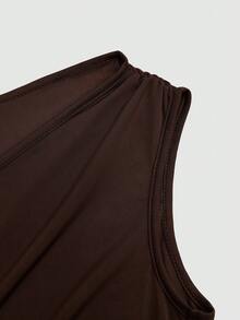 Sweetra 2pcs Women Asymmetric Fitted Casual Tank Top Set, Fashionable & Versatile, Spring/Summer - Multicolor - View 9