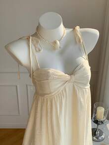 SHEIN EZwear 純色休閒春夏女士淺背吊帶裙