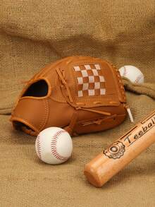 1Pc Pvc Baseball Glove, Softball Glove, Pitcher Glove, Training Glove - Brown - View 1