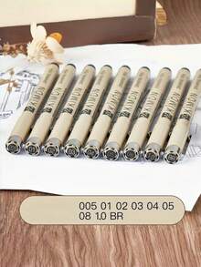 3/5/7/9 Pieces Fine Line Pen Set 12 Pcs Black Ink Archival Micron Pens Various Nib Sizes For Writing Drawing Sketching Journaling Bullet Diary Office School Art Supplies Study Stationery Gift - Multicolor - View 12
