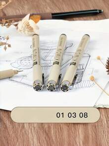 3/5/7/9 Pieces Fine Line Pen Set 12 Pcs Black Ink Archival Micron Pens Various Nib Sizes For Writing Drawing Sketching Journaling Bullet Diary Office School Art Supplies Study Stationery Gift - Multicolor - View 11