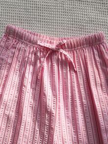 Sparklyn Teen Girls' Waist Tie Striped Wide Leg Loose Casual Pants - Pink - View 5