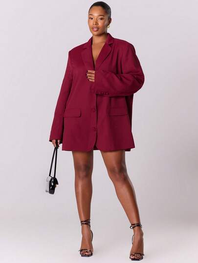 MUSERA Curve Plus Size Blazer Jacket Work Outfit, Going Out, Flattering, , Autum, Winter, Party, Office, Everyday Valentines Day Spring