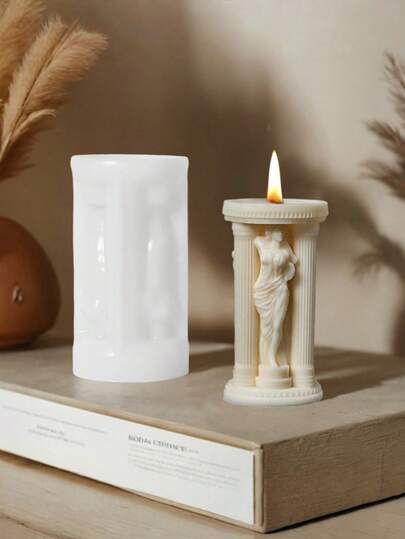 1 Pieza Molde de silicona con diseño de columna romana clásica de estilo antiguo romano - Diseño de arte romano antiguo único que simboliza la victoria y la esperanza, adecuado para velas aromáticas, vertido, riego, decoración DIY.