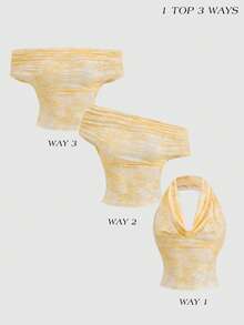 Opulessa Summer Spring Vacation Elegant Casual Going Out Beach Women's Cutout Stylish Fitted Blouse, Versatile Wear - Yellow - View 1