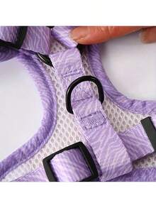 Neues hochwertiges gemustertes Hundegeschirr-Set mit verstellbarer Hundeleine für Spaziergänge Outdoor - Mauve - Übersicht 5