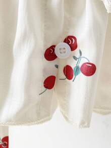 SHEIN 2件套女婴幼儿/新生儿0-3岁春夏休闲甜美日常度假条纹梭织无袖上衣和阔腿裤套装 - 杏色 - 查看 6