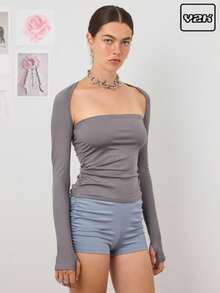 COUREZ Long Sleeve Top /Y2K Going Out Fall Women Clothes Fall Clothes Cute Winter Sexy Going Out Tops Fall Tops - Grey - View 1