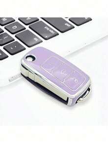 Luxury Purple Diamond Teddy Bear Keychain + Car Violet Anti-Drop Key Cover, Suitable For Vw/Passat/Teana/Sagitar/Superb/Douqi Yakkie/C-Trek/Xinrui Special Use - A - View 5