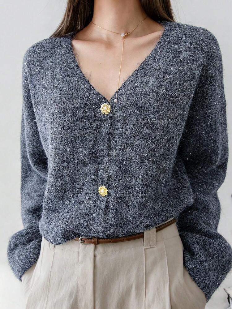 Women's V-Neck Long Sleeve Casual Elegant Cardigan