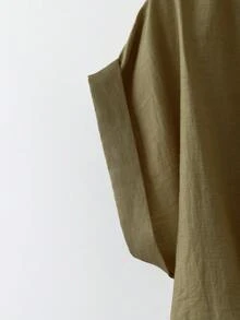 SHEIN Franclia Franclia Women's Fashionable, Elegant And Lightweight Linen Dress - Green - View 6