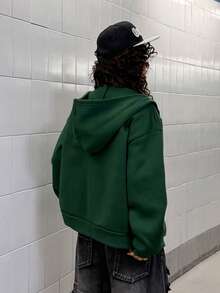 StreetHx Áo nỉ giữ nhiệt lót lông, in chữ, cỡ lớn dành cho nữ. - màu xanh lá - Xem 2