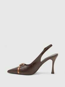 CUCCOO BIZCHIC 女士尖头搭扣设计时尚优雅高跟鞋 - 咖啡棕 - 查看 10