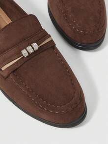 Sleekvia Damen Lässig Rundkopf Slip-On Weich Strick Obermaterial Kontrastfarbe Mary Jane Stil Flache Schuhe, vielseitig für Urlaub & Lässig - Kaffeebraun - Übersicht 8