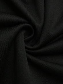 Sweetra 纯色简约露肩宽松舒适短袖长袖卫衣 - 黑色 - 查看 4