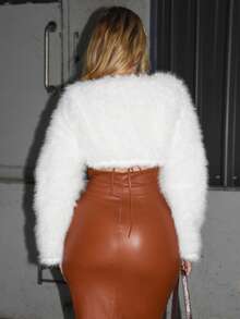 Arliah Sexy & Süße weiße Weihnachts-Fellschal-Cover-Up für Herbst/Winter - Weiss - Übersicht 5