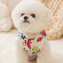 A Plush Vest Featuring Graffiti Patterns, Paired With Adorable Pet Designs. Perfect For Wearing In Autumn And Winter. - White - View 2