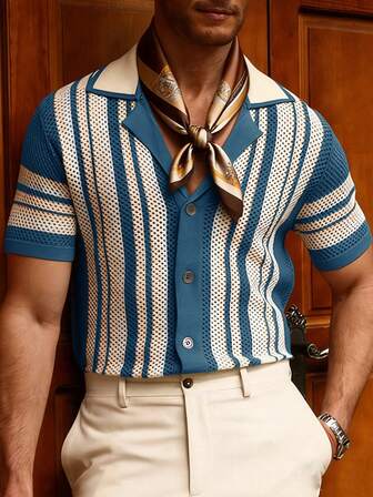 Manfinity CityGents 男士撞色印花短袖针织上衣