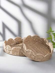 1 pieza Cesta de almacenamiento tejida a mano con cuerda de papel, decoración del hogar vintage, organizador de escritorio, decoración de baño de hotel, cesta de ratán, cesta de almacenamiento, almacenamiento de baño, accesorios de cocina, decoración de habitación, decoración del hogar - Multicolor - Ver 5