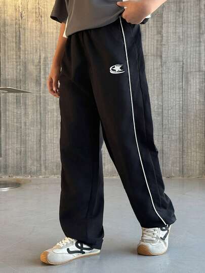 Mirajuku 男童直筒撞色印花休闲运动裤，春夏款